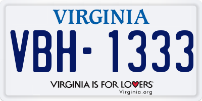 VA license plate VBH1333