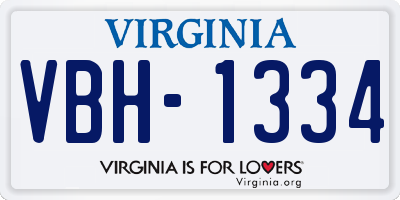 VA license plate VBH1334