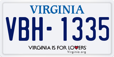 VA license plate VBH1335