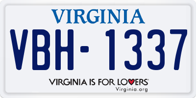 VA license plate VBH1337