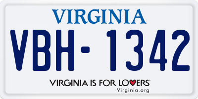 VA license plate VBH1342