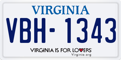 VA license plate VBH1343