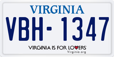 VA license plate VBH1347