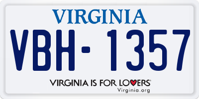 VA license plate VBH1357