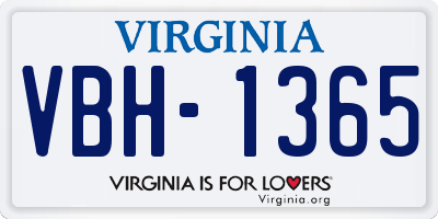 VA license plate VBH1365