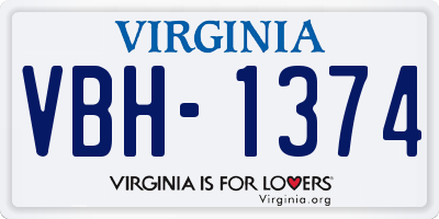 VA license plate VBH1374