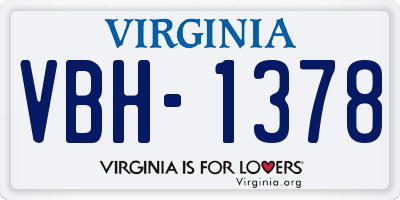 VA license plate VBH1378