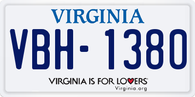 VA license plate VBH1380