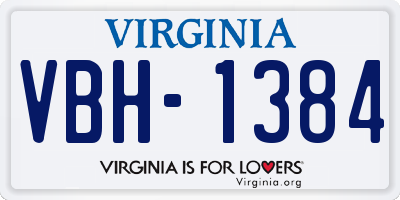 VA license plate VBH1384