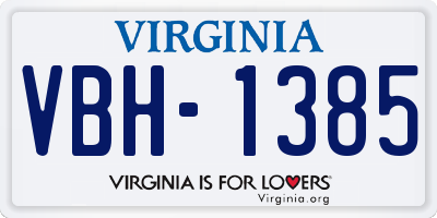 VA license plate VBH1385