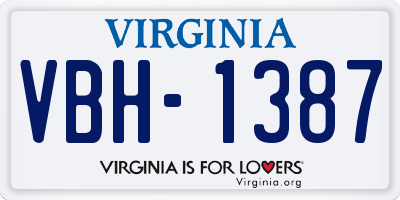 VA license plate VBH1387