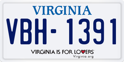 VA license plate VBH1391