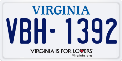 VA license plate VBH1392