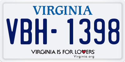 VA license plate VBH1398