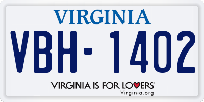 VA license plate VBH1402
