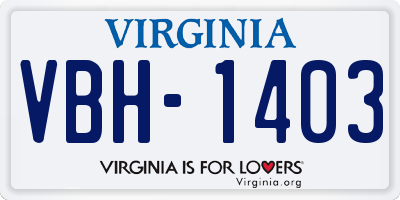 VA license plate VBH1403