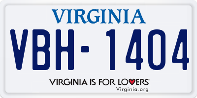 VA license plate VBH1404