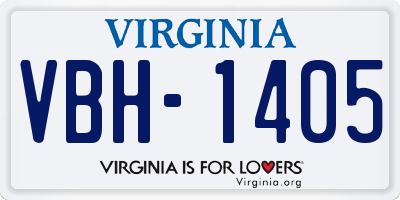 VA license plate VBH1405
