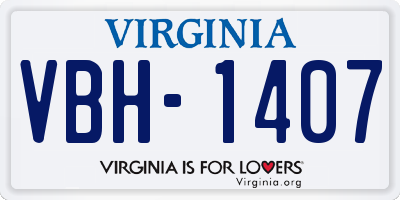 VA license plate VBH1407