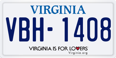 VA license plate VBH1408