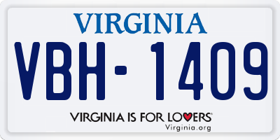 VA license plate VBH1409