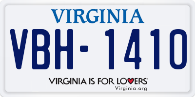 VA license plate VBH1410