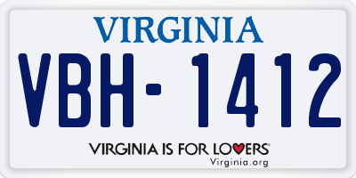 VA license plate VBH1412