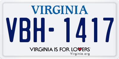 VA license plate VBH1417