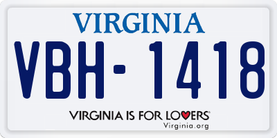 VA license plate VBH1418