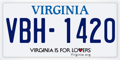 VA license plate VBH1420