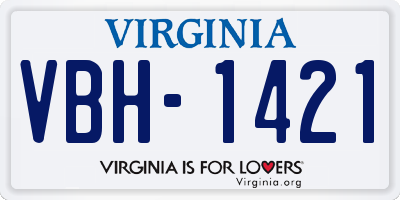 VA license plate VBH1421