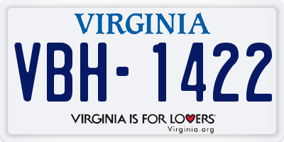 VA license plate VBH1422
