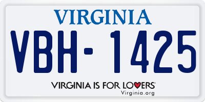 VA license plate VBH1425