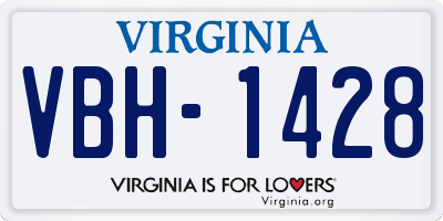 VA license plate VBH1428