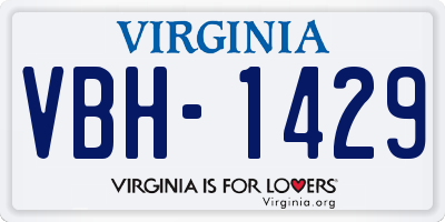 VA license plate VBH1429