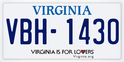VA license plate VBH1430