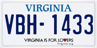VA license plate VBH1433