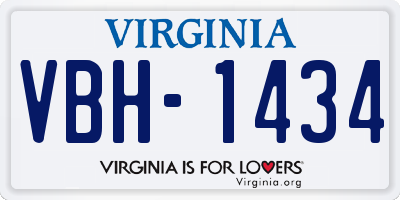 VA license plate VBH1434