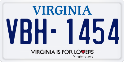 VA license plate VBH1454