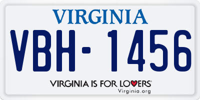 VA license plate VBH1456