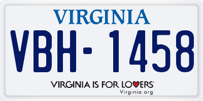 VA license plate VBH1458