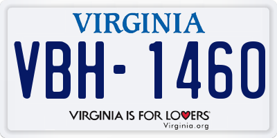 VA license plate VBH1460