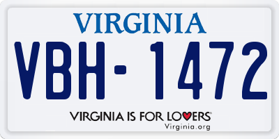 VA license plate VBH1472