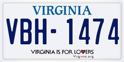 VA license plate VBH1474