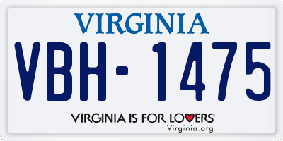 VA license plate VBH1475