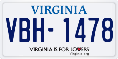VA license plate VBH1478