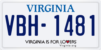 VA license plate VBH1481