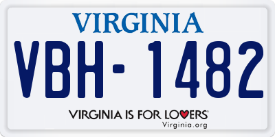VA license plate VBH1482