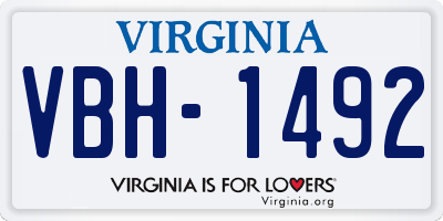VA license plate VBH1492