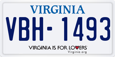VA license plate VBH1493